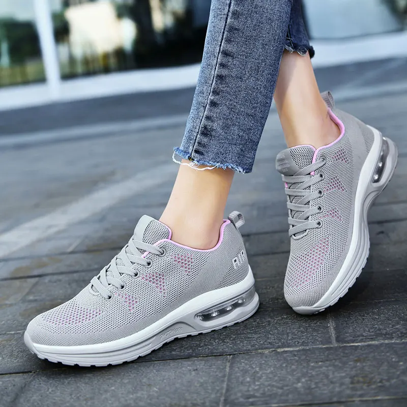 Casual Mesh Lace Up Breathable Thickening Extra High Running Shoes - Image 4