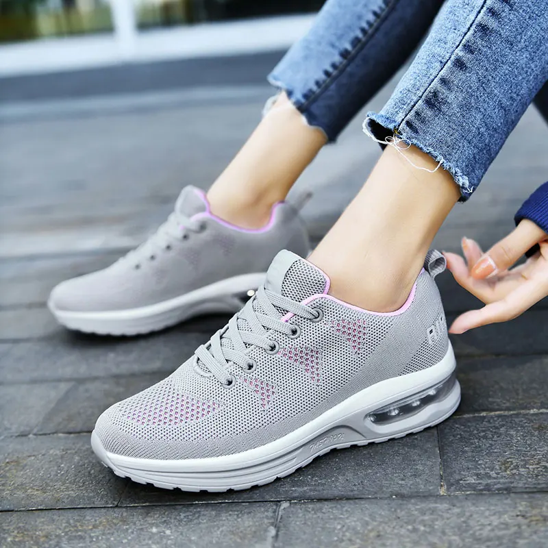 Casual Mesh Lace Up Breathable Thickening Extra High Running Shoes - Image 3