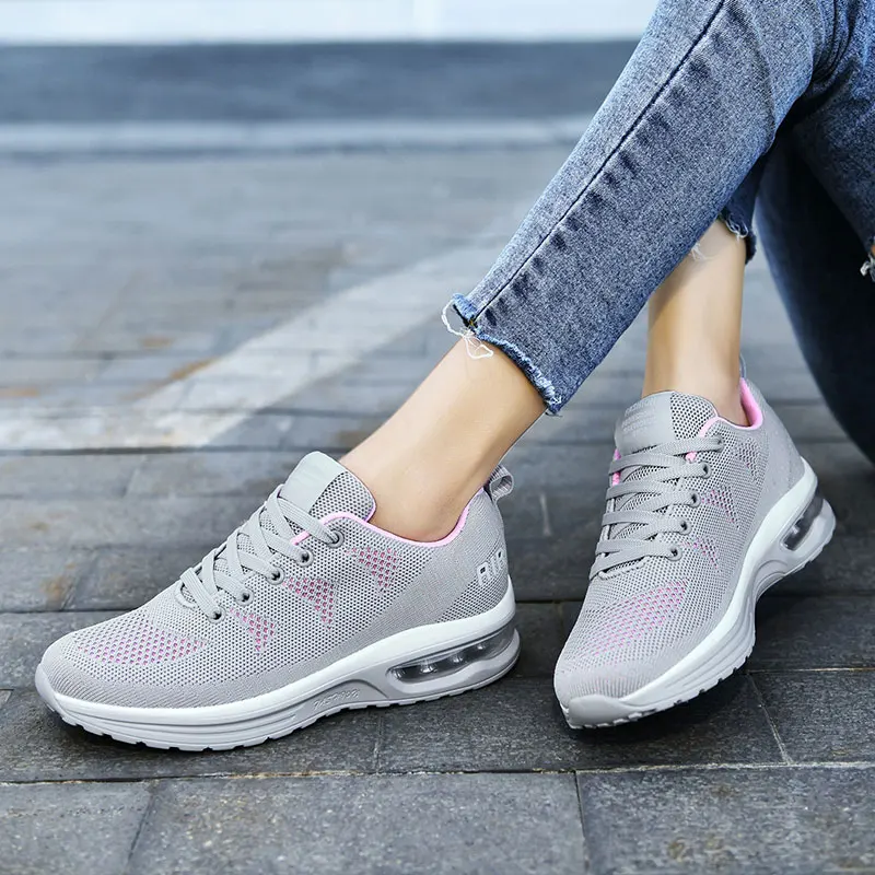 Casual Mesh Lace Up Breathable Thickening Extra High Running Shoes - Image 2