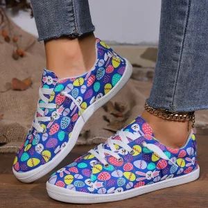 Casual Prints Design Lace-up Cotton Fabric Sneakers Footwear Shoes
