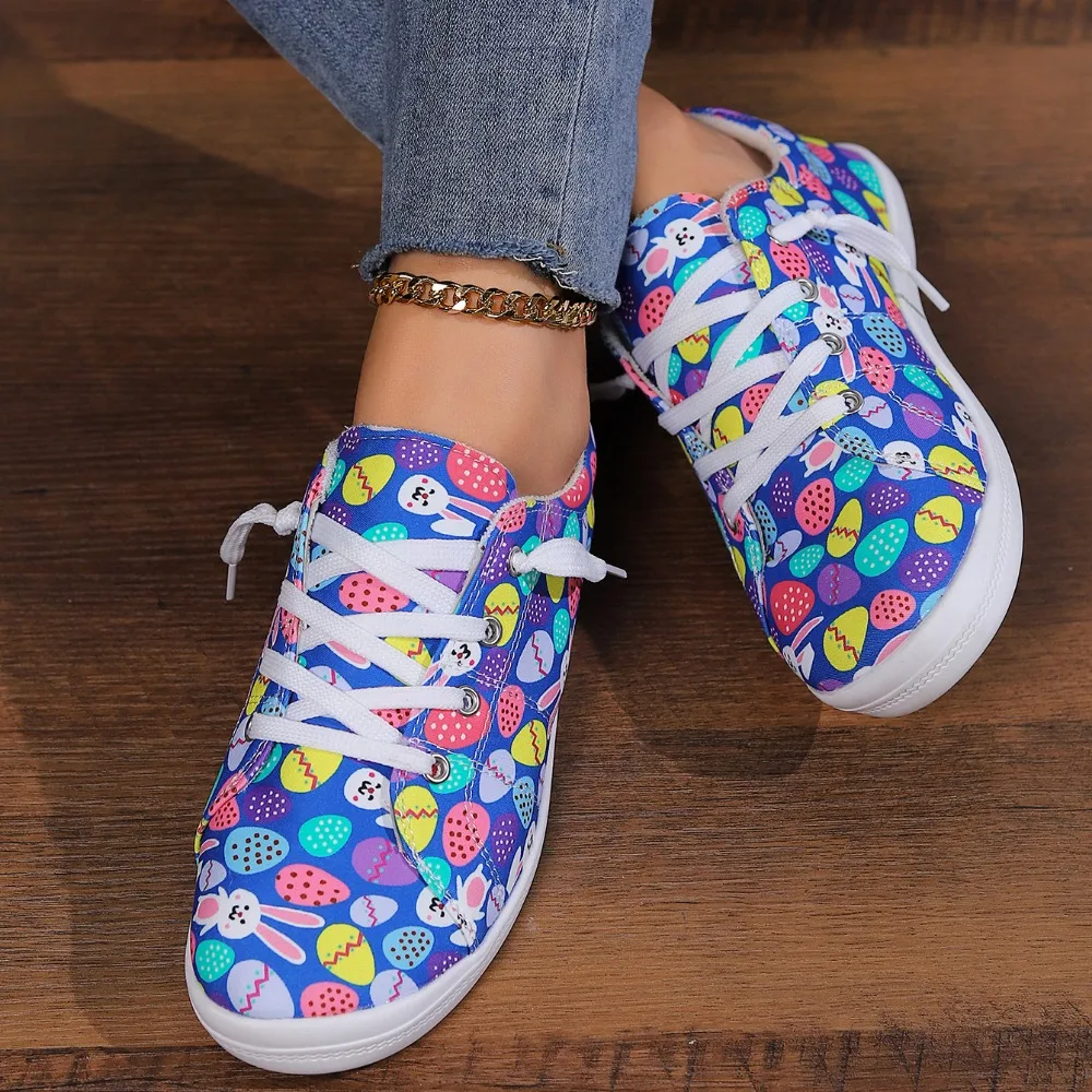 Casual Prints Design Lace-up Cotton Fabric Sneakers Footwear Shoes - Image 2