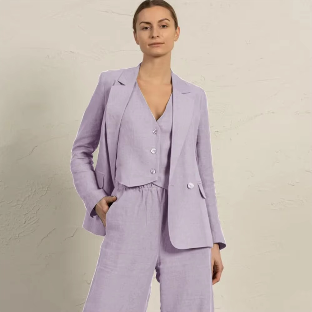 Casual Single Breasted Notched Pockets Peak Lapel Slim Fit Office Daily 3 Piece Suits - Image 4