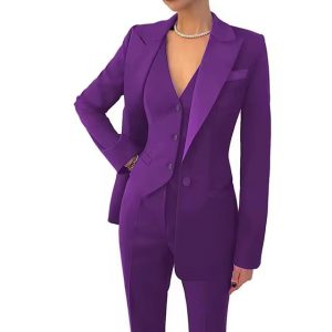 Casual Solid Single Breasted High Waist Business Classic Professional 3 Piece pant Suits