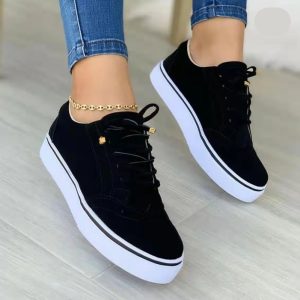 Casual Solid Versatile Lace Up Walking Plus size Flat Shoes