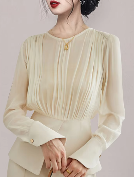 Chic Fashion Long Sleeve Set Elegant Outwear Tops Wide Leg Trousers Outfits - Image 6