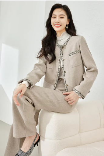 Cropped TwoPieces Sets Fashion Solid Elegant Office Jacjets And Leg Pants - Image 8