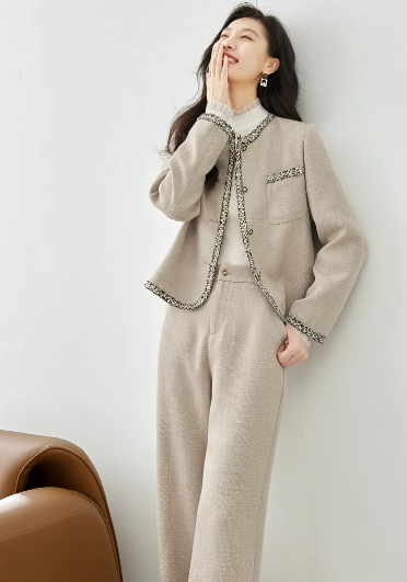 Cropped TwoPieces Sets Fashion Solid Elegant Office Jacjets And Leg Pants - Image 7