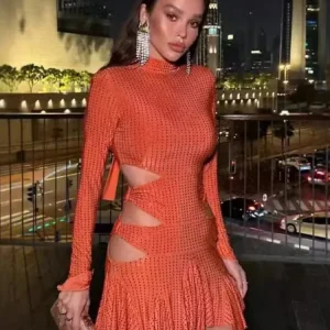 Crystal Diamonds Sparkly Stretched Night Club Rhionstone Party Bodycon Dress