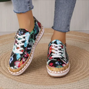 Elegant Floral Printed SLIP-ON Round Toe Casual Flat Shoes