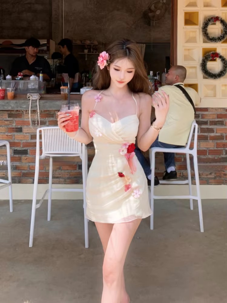 Elegant Floral Sleeveless Lace Office Lady Party Bodycon Slim Mini Dress - Image 5