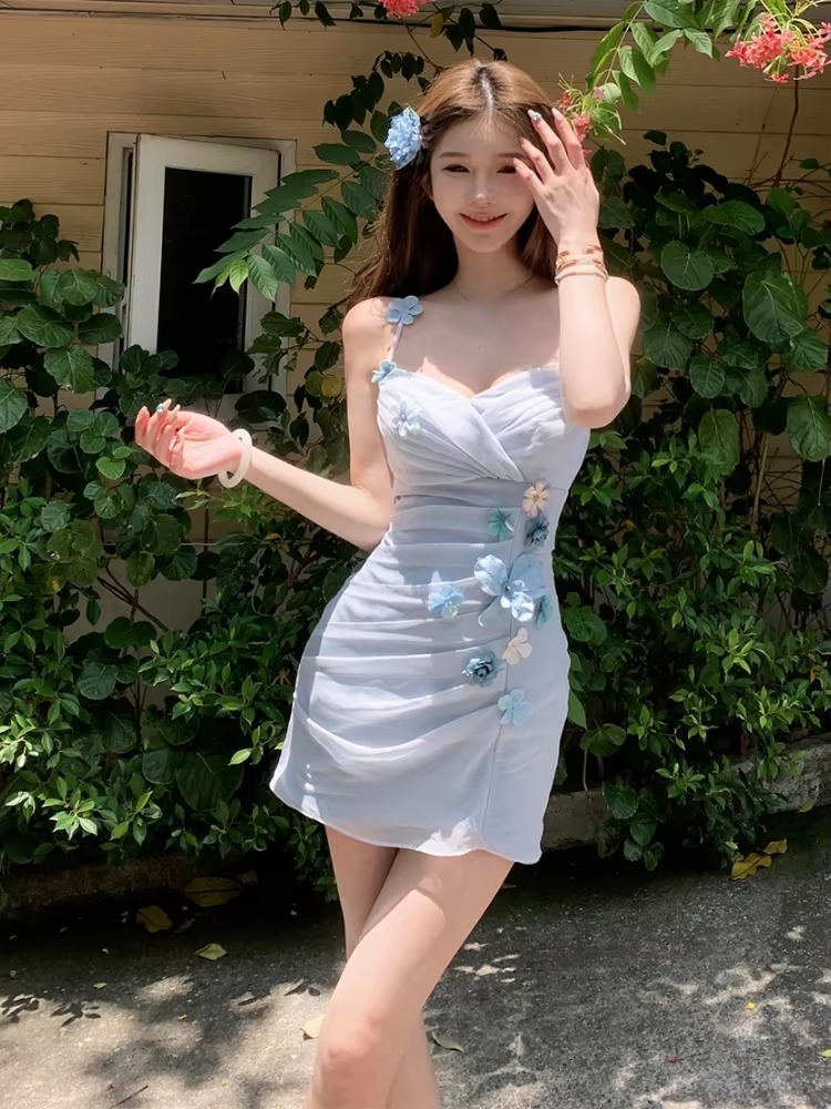 Elegant Floral Sleeveless Lace Office Lady Party Bodycon Slim Mini Dress