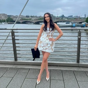 Embroidery Flowers Strapless sleeveless Birthday Party Cocktail Bodycon Mini Dress