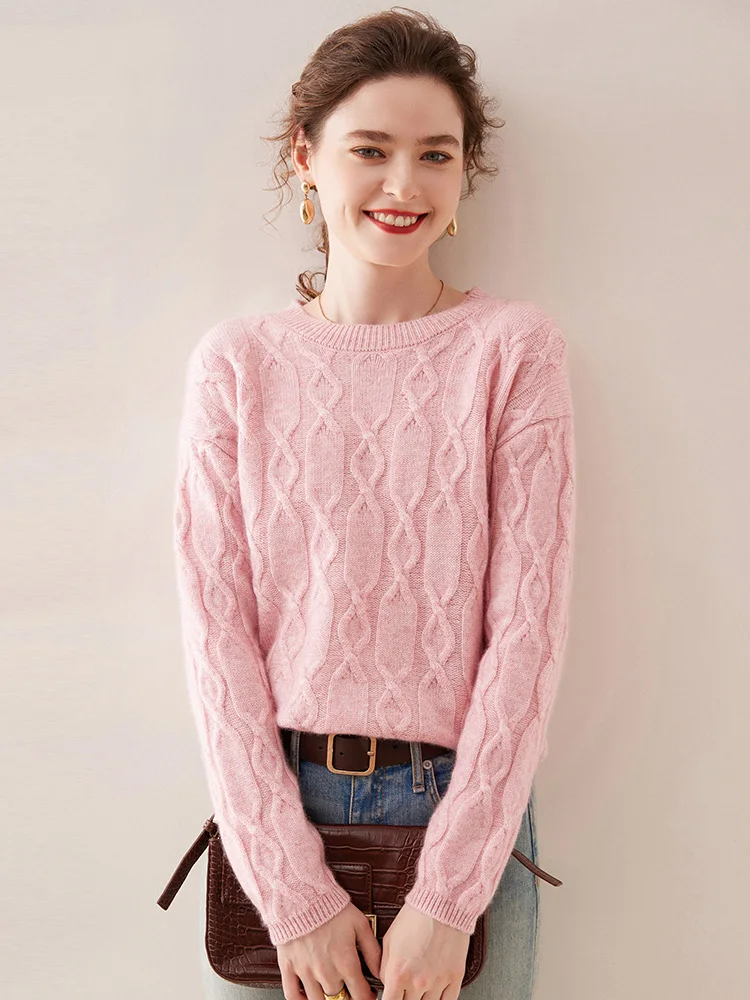 Casual O-neck Pullover Thick Soft Warm Twist Knitwear High Quality Cashmere Sweater - Image 21