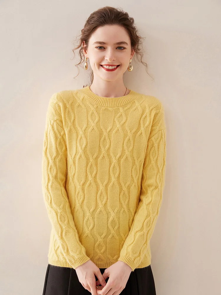 Casual O-neck Pullover Thick Soft Warm Twist Knitwear High Quality Cashmere Sweater - Image 17