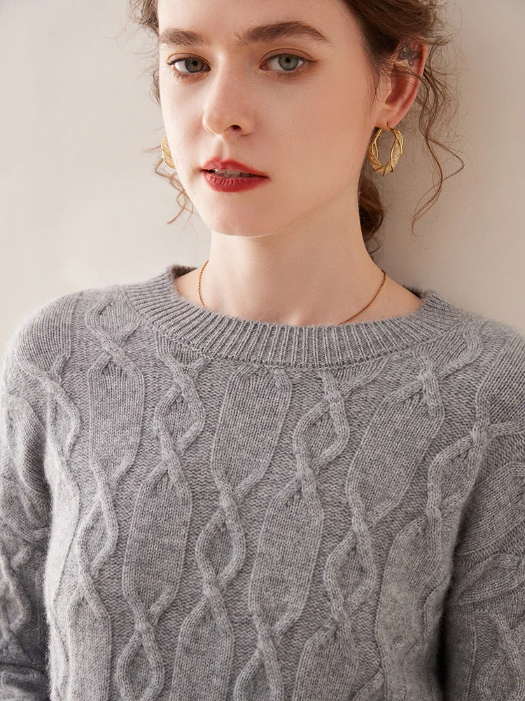 Casual O-neck Pullover Thick Soft Warm Twist Knitwear High Quality Cashmere Sweater - Image 10