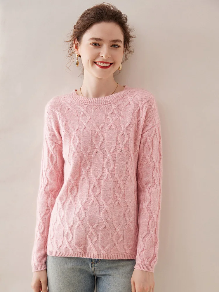 Casual O-neck Pullover Thick Soft Warm Twist Knitwear High Quality Cashmere Sweater - Image 20