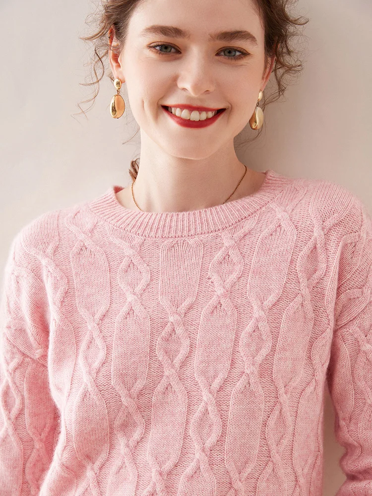 Casual O-neck Pullover Thick Soft Warm Twist Knitwear High Quality Cashmere Sweater - Image 19