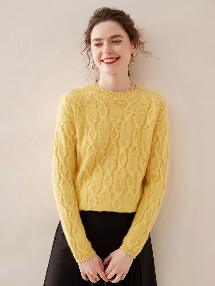 Casual O-neck Pullover Thick Soft Warm Twist Knitwear High Quality Cashmere Sweater - Image 18