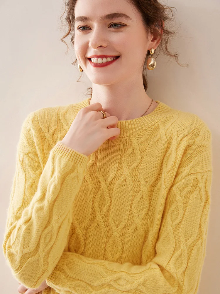 Casual O-neck Pullover Thick Soft Warm Twist Knitwear High Quality Cashmere Sweater - Image 16