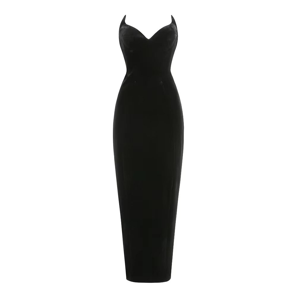 Formal Strapless Velvet Sleeveless Skinny Party Maxi Dresses - Image 5