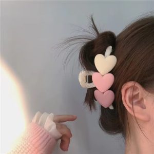 Heart Shape Acrylic Claws Crab Large Pearl Claw Clips Hair Accessories