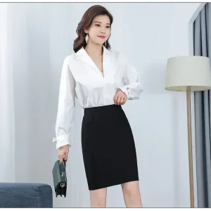 High Waisted OL Slimming Pocket Hip-Hugging Elastic Elegant Office Skirts