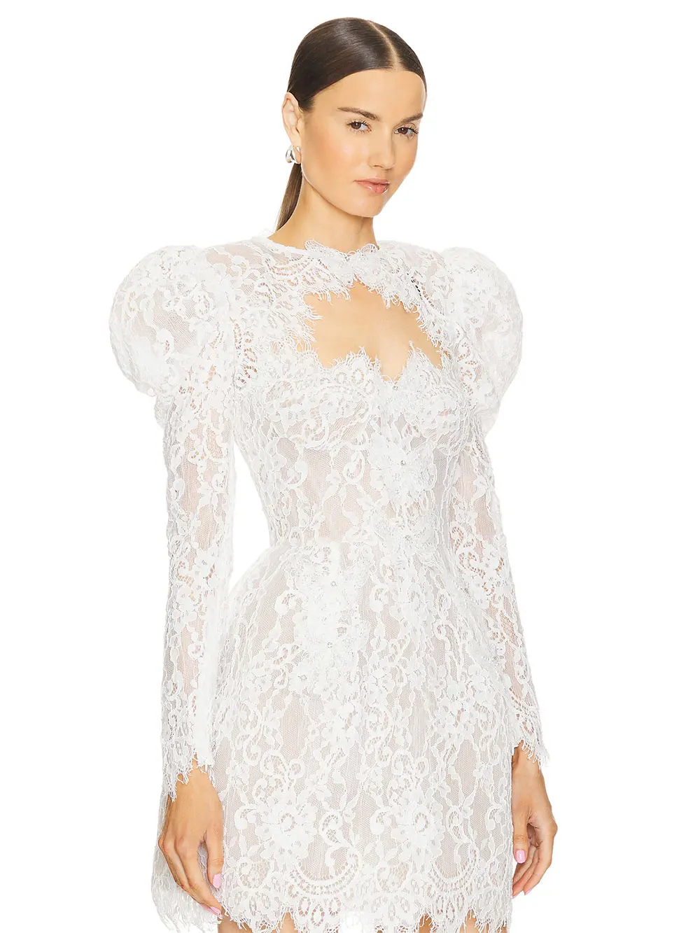 Lace Shawl Strap Bead Design Sleeveless Cocktail Evening Party Mini Two Piece Set Dress - Image 2