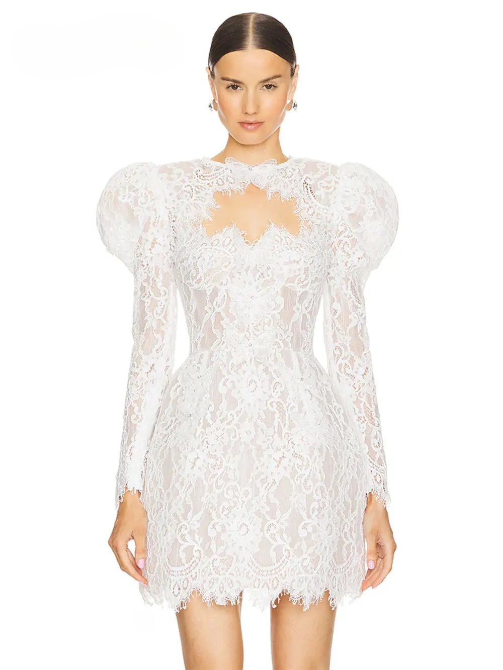 Lace Shawl Strap Bead Design Sleeveless Cocktail Evening Party Mini Two Piece Set Dress