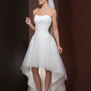Lace Strapless Sleeveless A-Line Knee-Length Bridal Wedding Gowns
