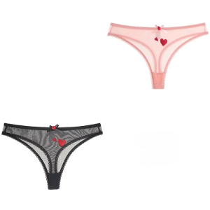 Lingerie Lace Temptation Low-waist Heart Ins Embroidery Transparent Thong Sweet Panties