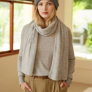 Luxury Cable Ribbed Knit Neck Warmer Thick Pure Cashmere Scarves Scarf