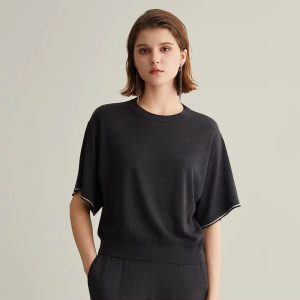 Luxury O-Neck half Sleeve Woolen Silk Clothes Loose Sweaters