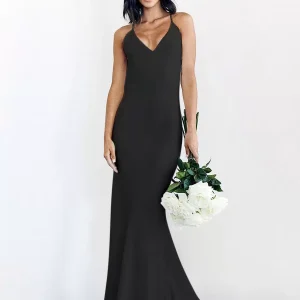 Mermaid V-neck Sleeveless Satin Fabric With Train Bridal Wedding Gown