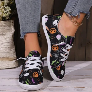 Casual Skulls Prints Design Cotton Fabric Footwear Shoes