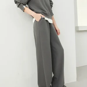 O-Neck Two Piece Sets Outfit Elegant Sweatshirt And Sweatsuits Wide Leg Pants