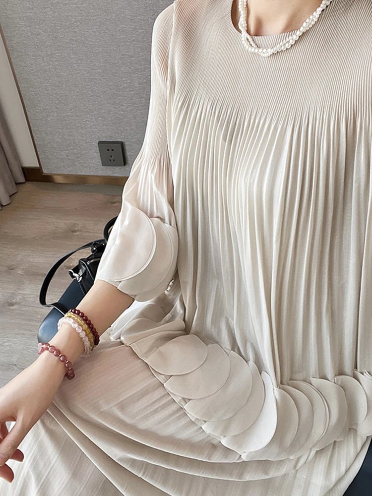 Pleated Two Piece Sets Fashion Round Collar Flare Sleeve Elegant Top And A Line Skirt - Image 18