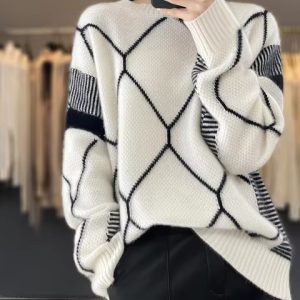 Round Neck Wool O-Neck Pullover High Quality Soft Loose Knit Jumper Cashmere Sweater