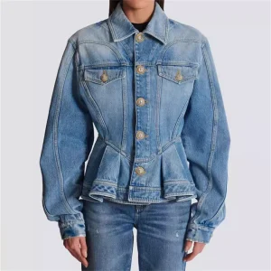 Splicing pure cotton long sleeved Single Breasted outerwears vintage jacket