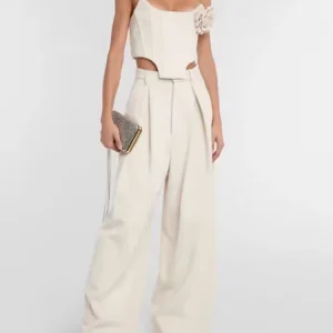 Strapless Crop High Waist Two Piece Sleeveless Elegant Party Suits And Outfits