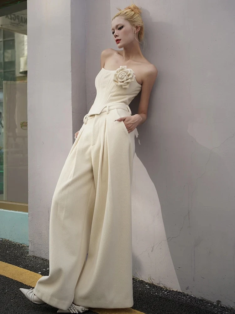 Strapless Crop High Waist Two Piece Sleeveless Elegant Party Suits And Outfits - Image 8