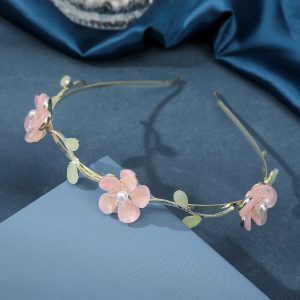 Sweet Cotton Blends Metal Pearl Flower Hair Hoop Headband
