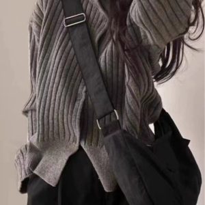 Turtleneck pit strip cashmere knit thickened small pure wool loose short coat tides Sweater