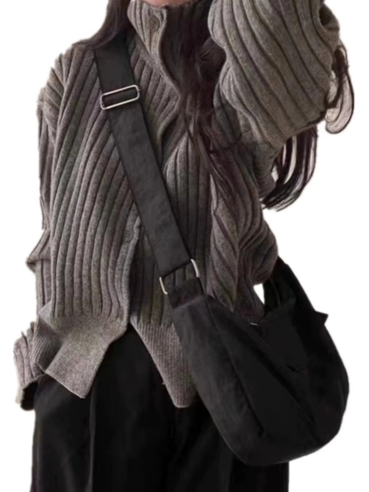 Turtleneck pit strip cashmere knit thickened small pure wool loose short coat tides Sweater - Image 5