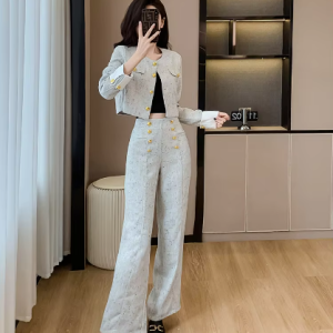 Two Piece Set Fashion Solid Casual Office Elegant Wide Leg Pants And Jacket