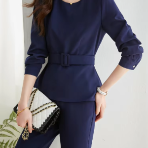 Two Pieces Set Fashion Long Sleeve Elegant Office Pants And Tops