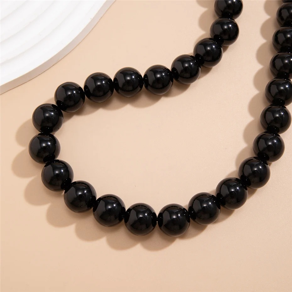 Vintage Acrylic Round Beads Chain Necklace Jewelry Accessories - Image 6