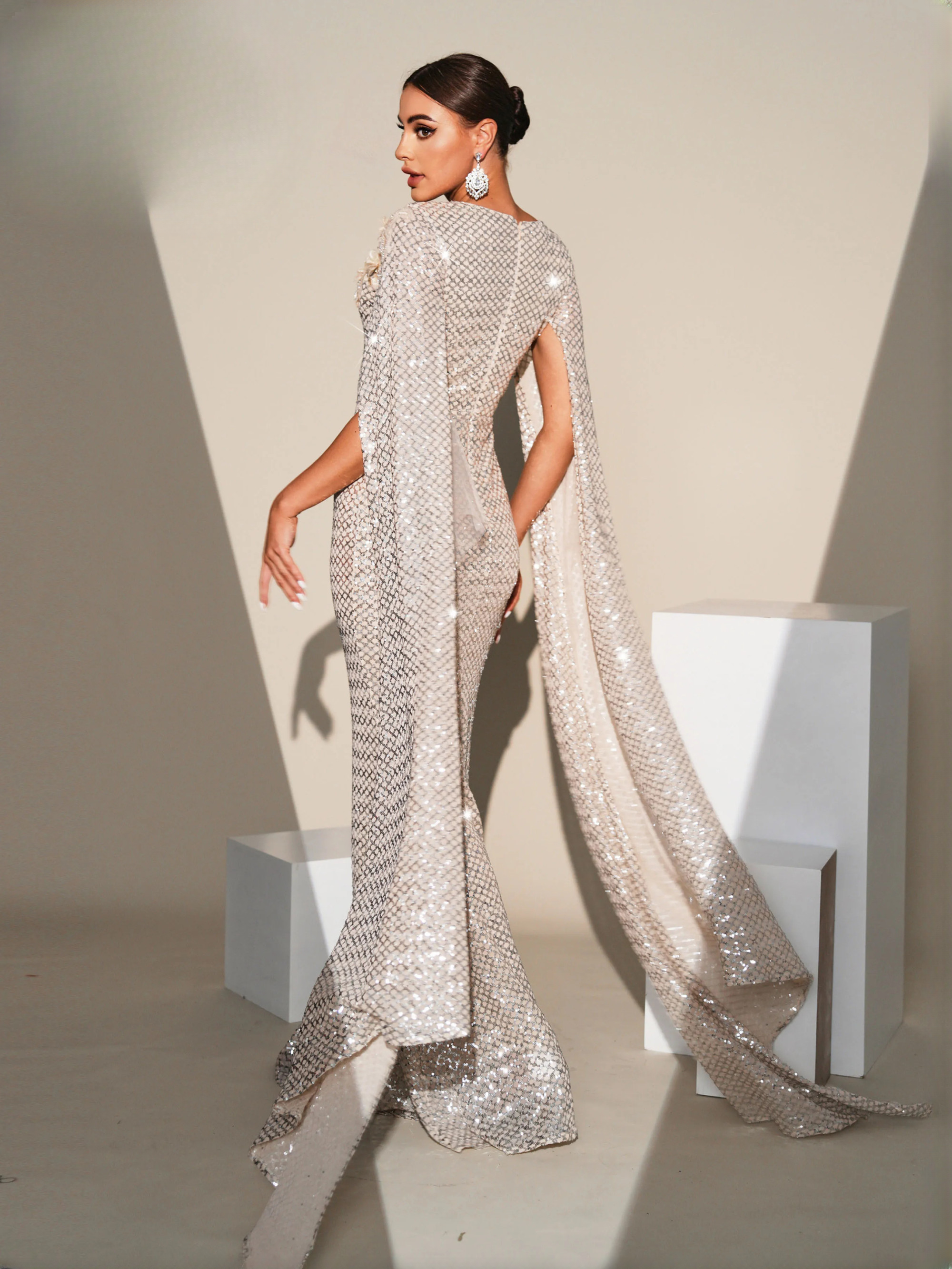 Chic Sequin Sleeve Mermaid Gown Birthday Party Elegant Maxi Dresses - Image 3