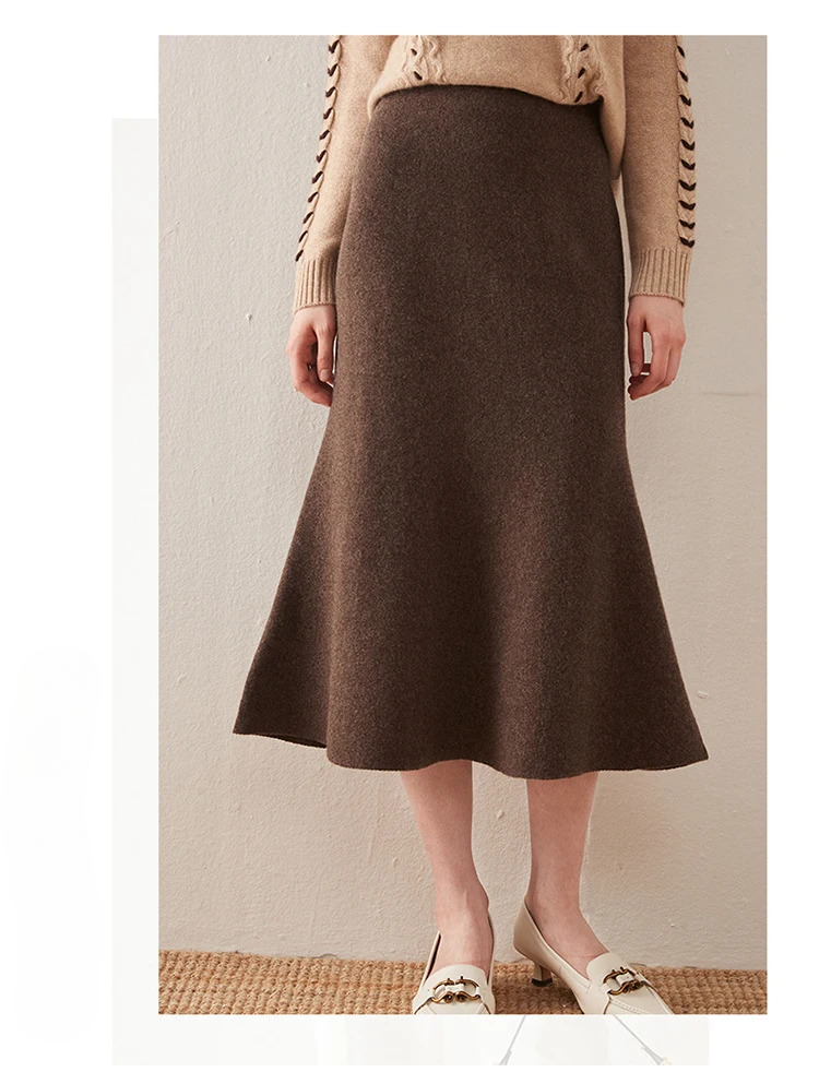 Knitted Fashion Long Dresses Solid Elegant And Vintage Midi Skirts - Image 10