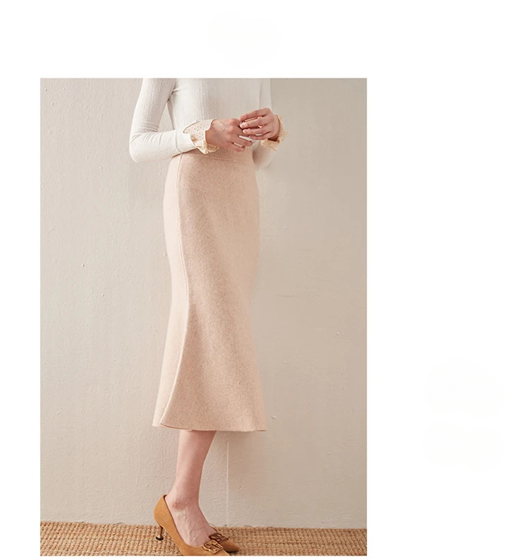 Knitted Fashion Long Dresses Solid Elegant And Vintage Midi Skirts - Image 12