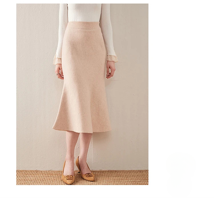 Knitted Fashion Long Dresses Solid Elegant And Vintage Midi Skirts - Image 13